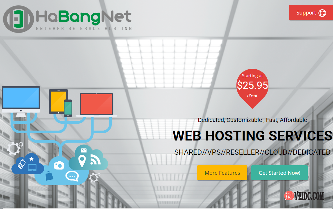 HaBangNet（6.95美元/月）美国vps 5TB流量/德国vps 香港双向CN2 GIA VPS
